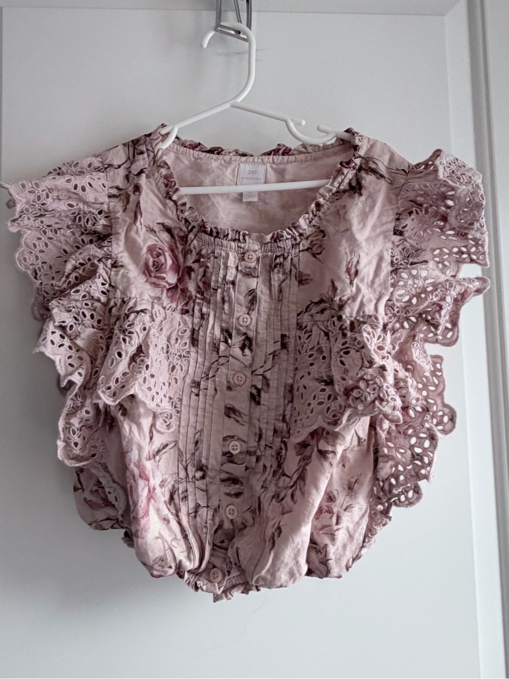 LoveShackFancy Girls Gap Blush Pink Floral Ruffle Top